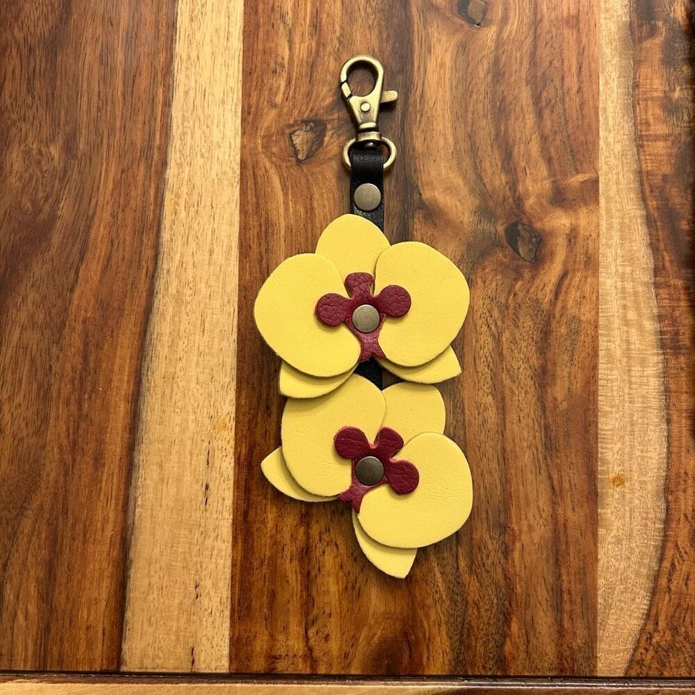 VANILLA Portland Leather Orchid Charm FAST SHIP - Picture 1 of 4